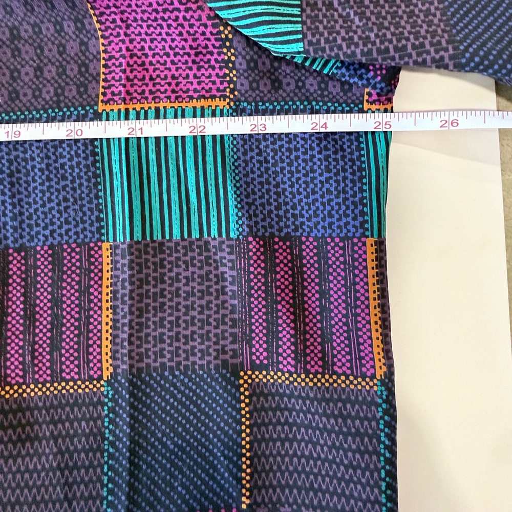 Alia Patchwork Geometric Button Down Size 16 Abstract 90s Vintage Grunge Indie - Picture 7 of 9